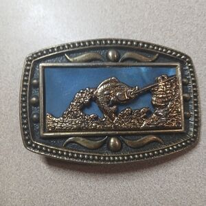 Gold and Blue Nautical Belt Buckle